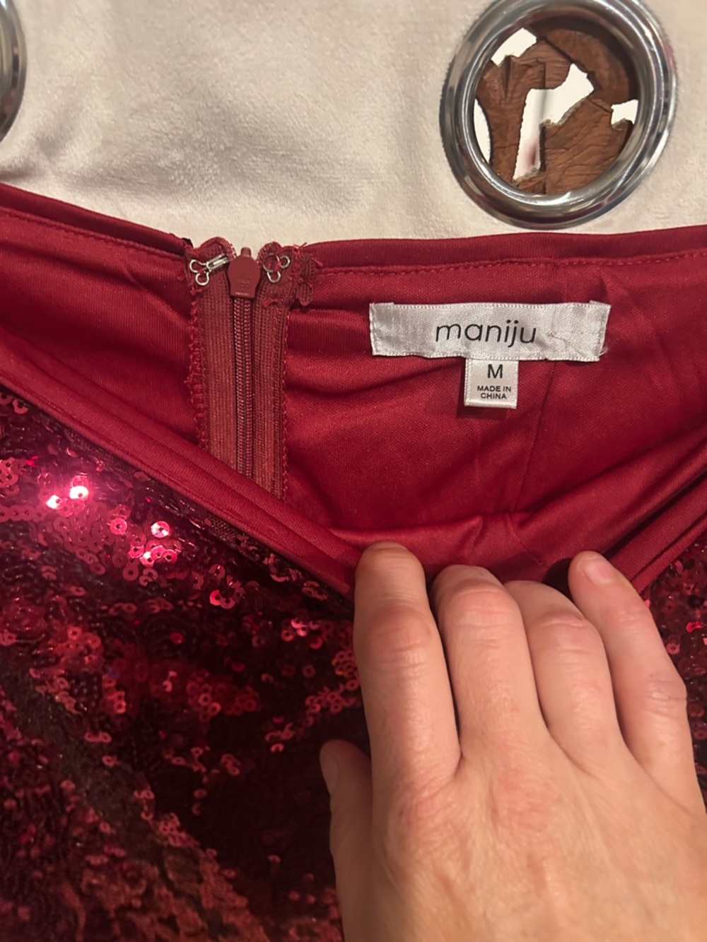 Red Sequin Maxi Skirt - Elegant Evening Wear - Picture 2 of 5